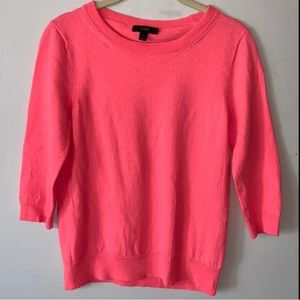 J Crew Merino Wool Knit Neon Pink Crew Neck Long Sleeve Top Sweater- Size Medium